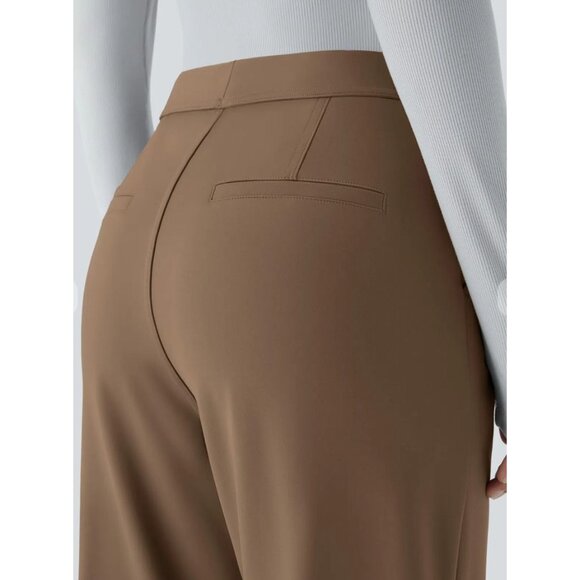 NWT HALARA High Waisted Side Pocket Work Flare Brown Pants-sz Medium - Picture 4 of 10